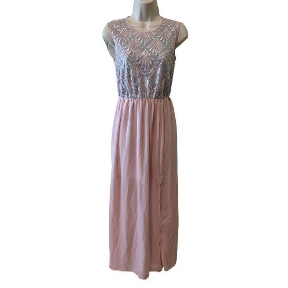 As U Wish Elegant Pink Maxi‎ Dress with Sequined Bodice 5 - Picture 1 of 8